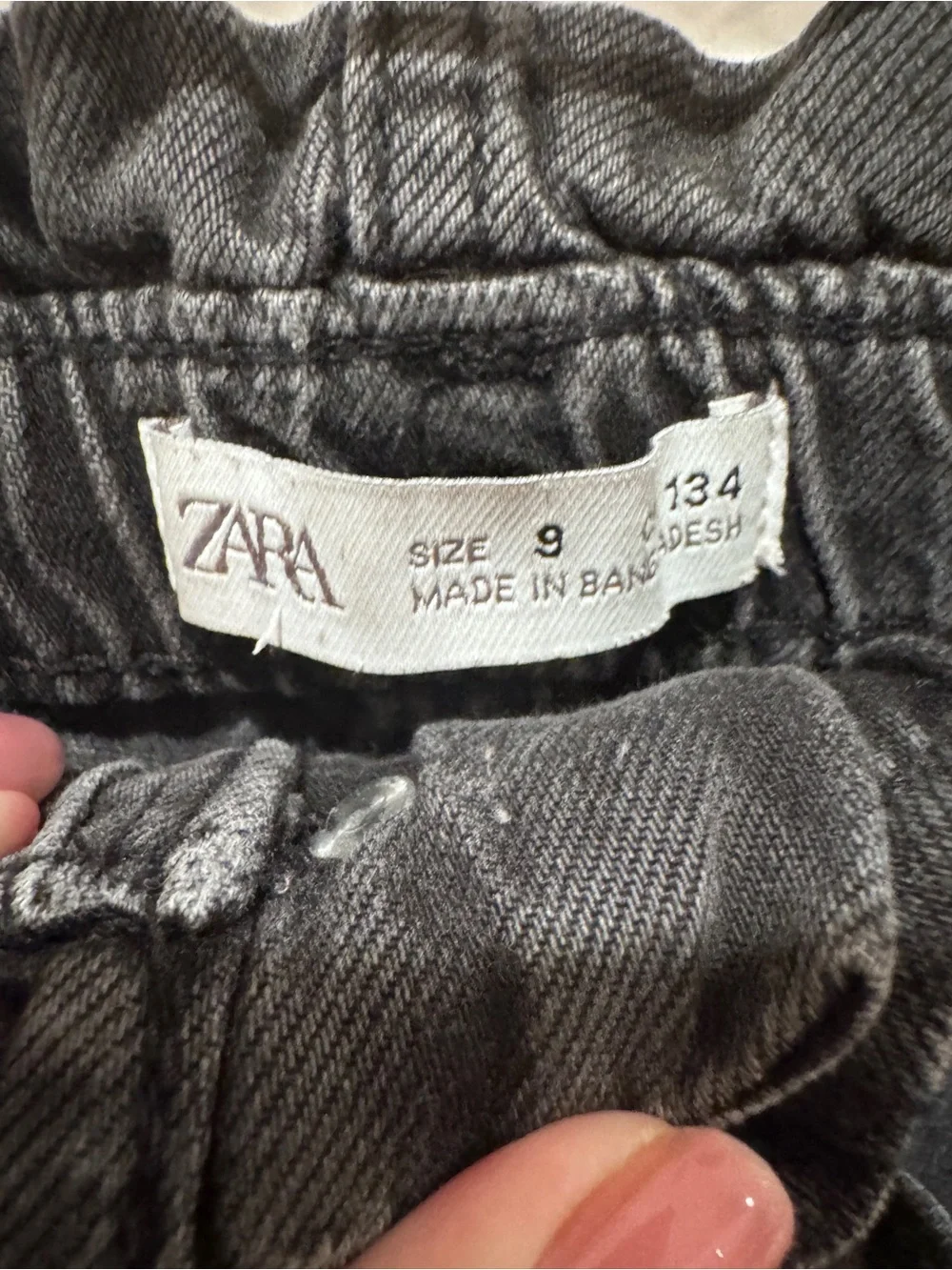 Zara Girls Black Paperbag Waist Denim Shorts